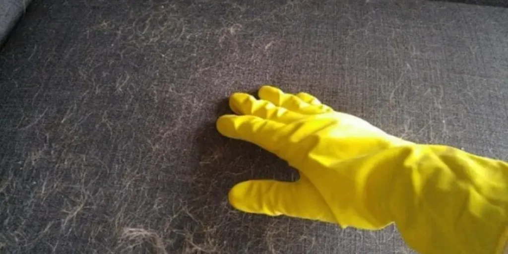 pet hair removing with gloves